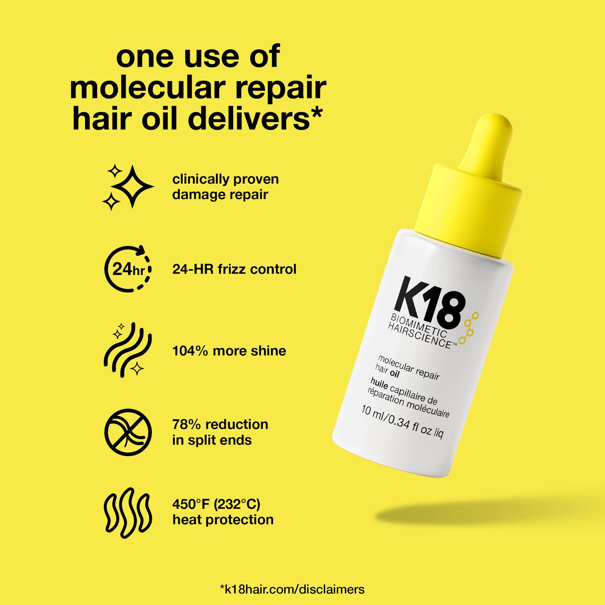 K18 Biomimetic Hairscience Mini Molecular Repair Hair Oil 0.34 oz / 10 mL